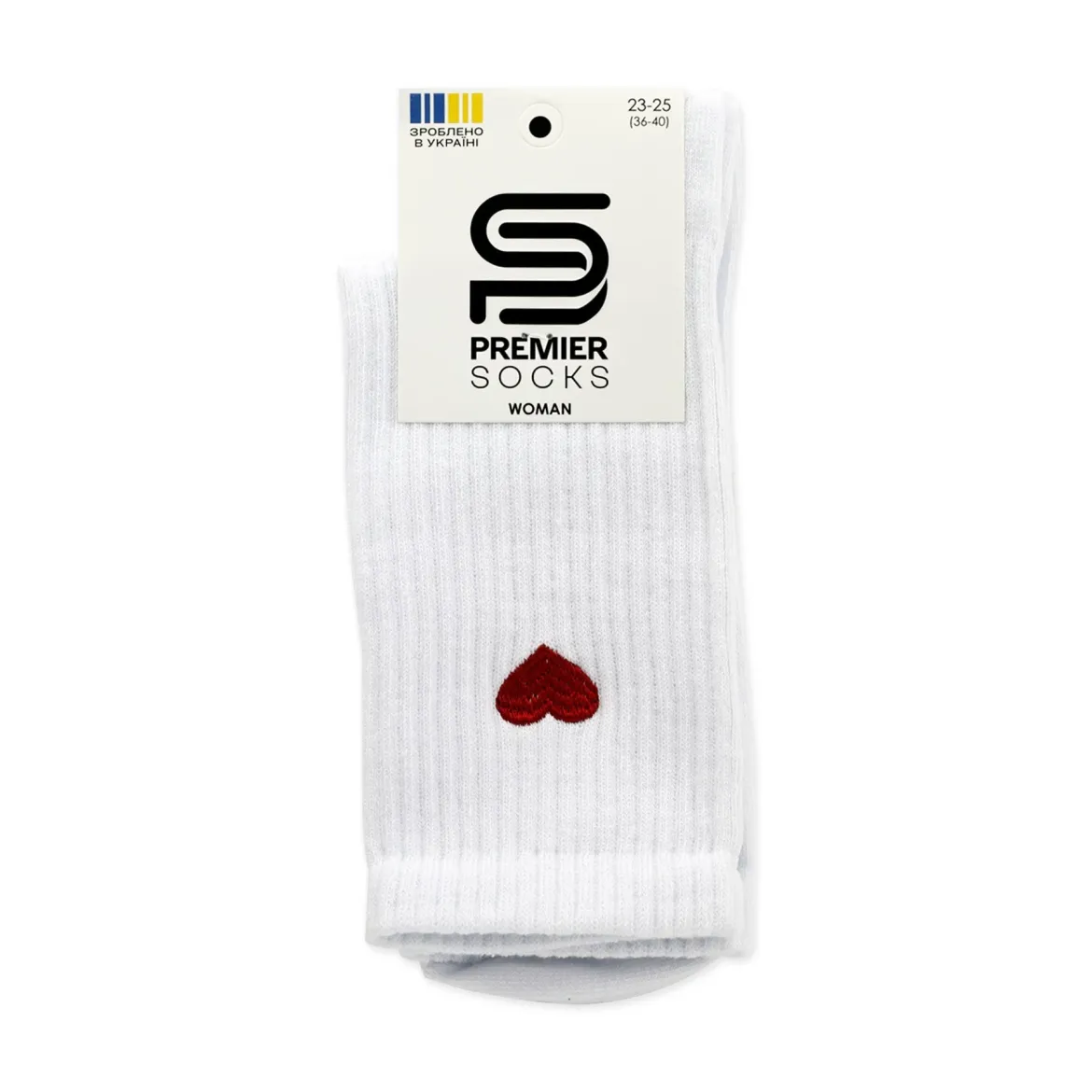 Premier Socks шкарпетки жіночі високі 15В35/1V вишивка серце білі р.23-25