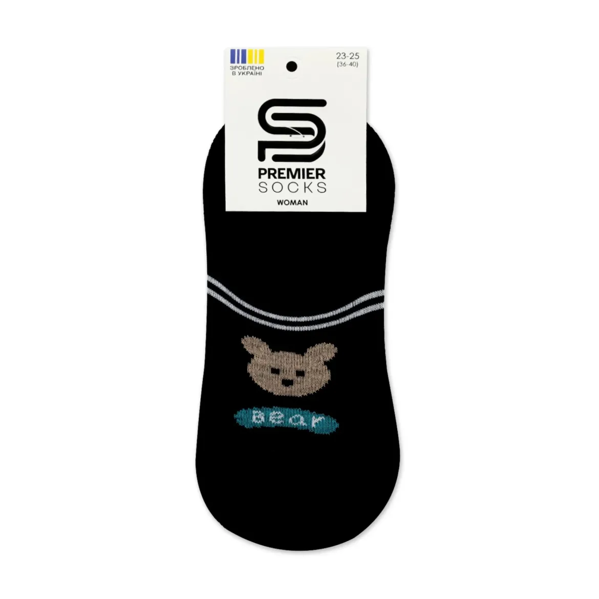 Premier Socks підслідники жіночі *14В35/7К з резинкою ведмедики чорні р.23-25