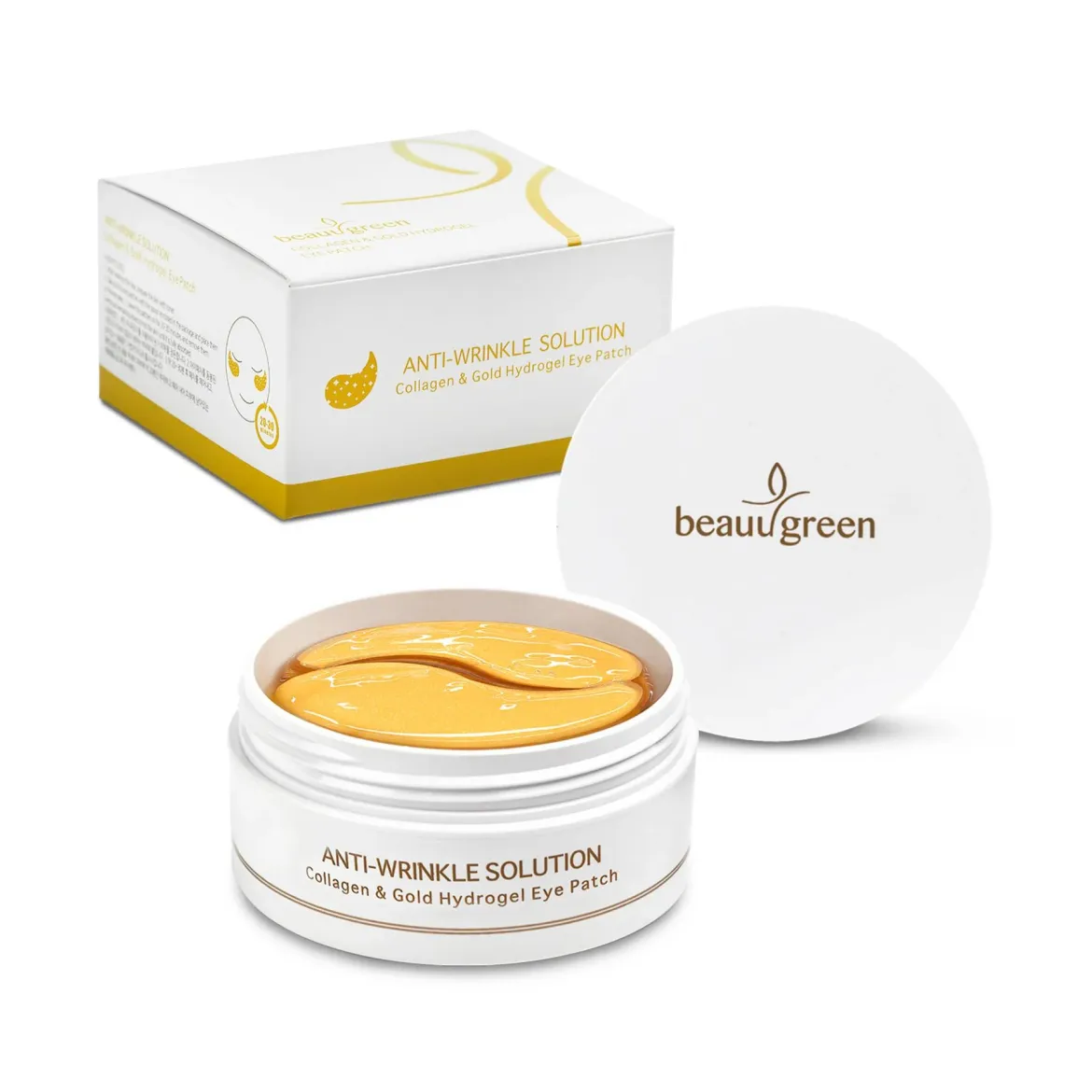Beauugreen патчі під очі від зморшок із колагеном і колоїдним золотом 60 шт.