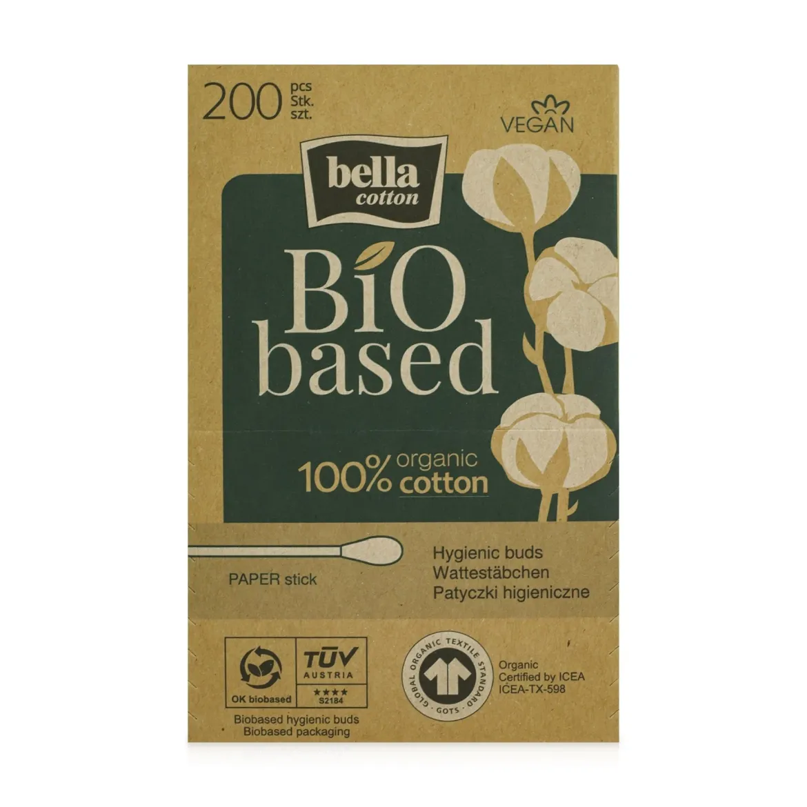 Bella BIO based ватні палички 100%cotton в коробці 200 шт.