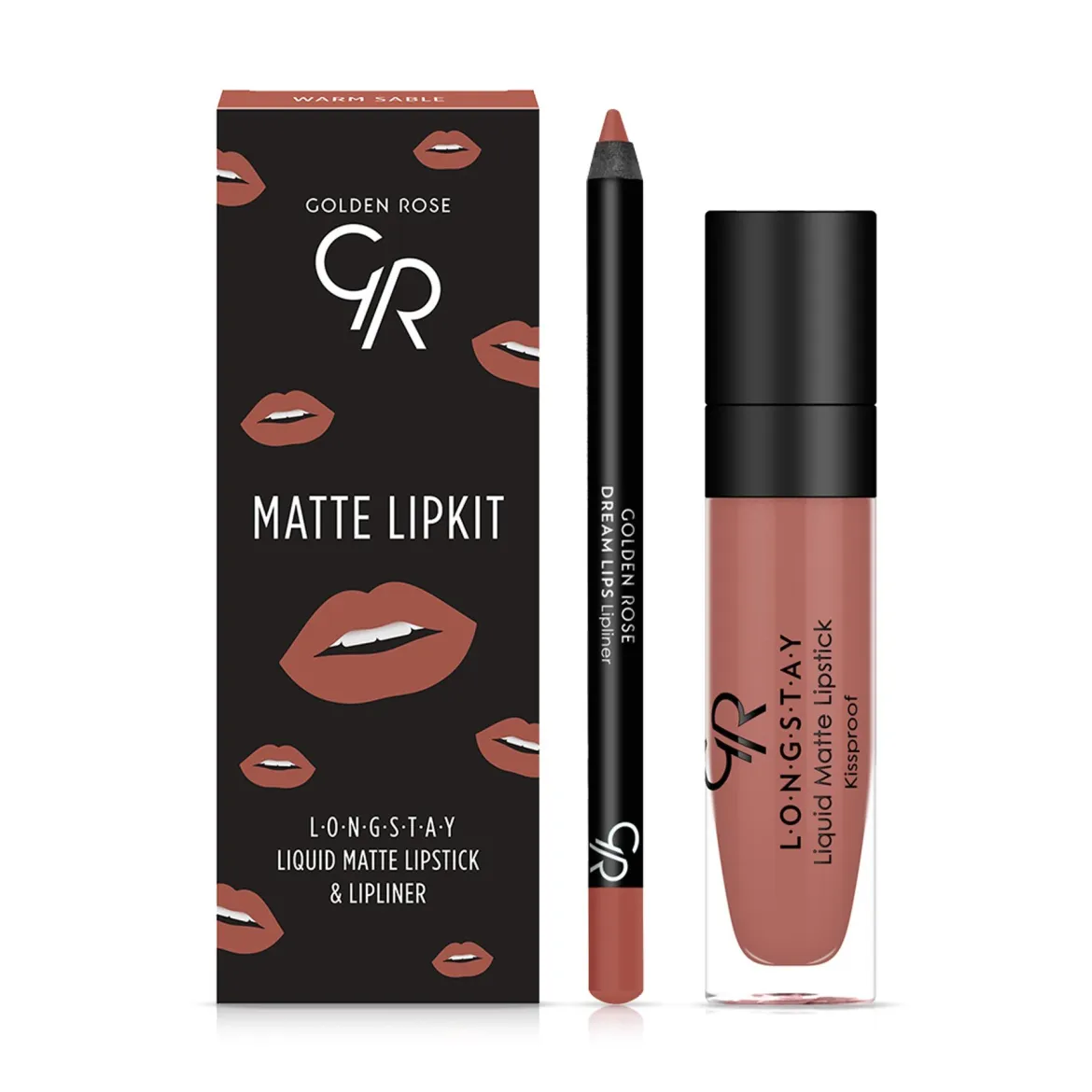 Golden Rose Matte LipKit набір рідка матова помада + олівець Warm Sable* 5.5+1.6г