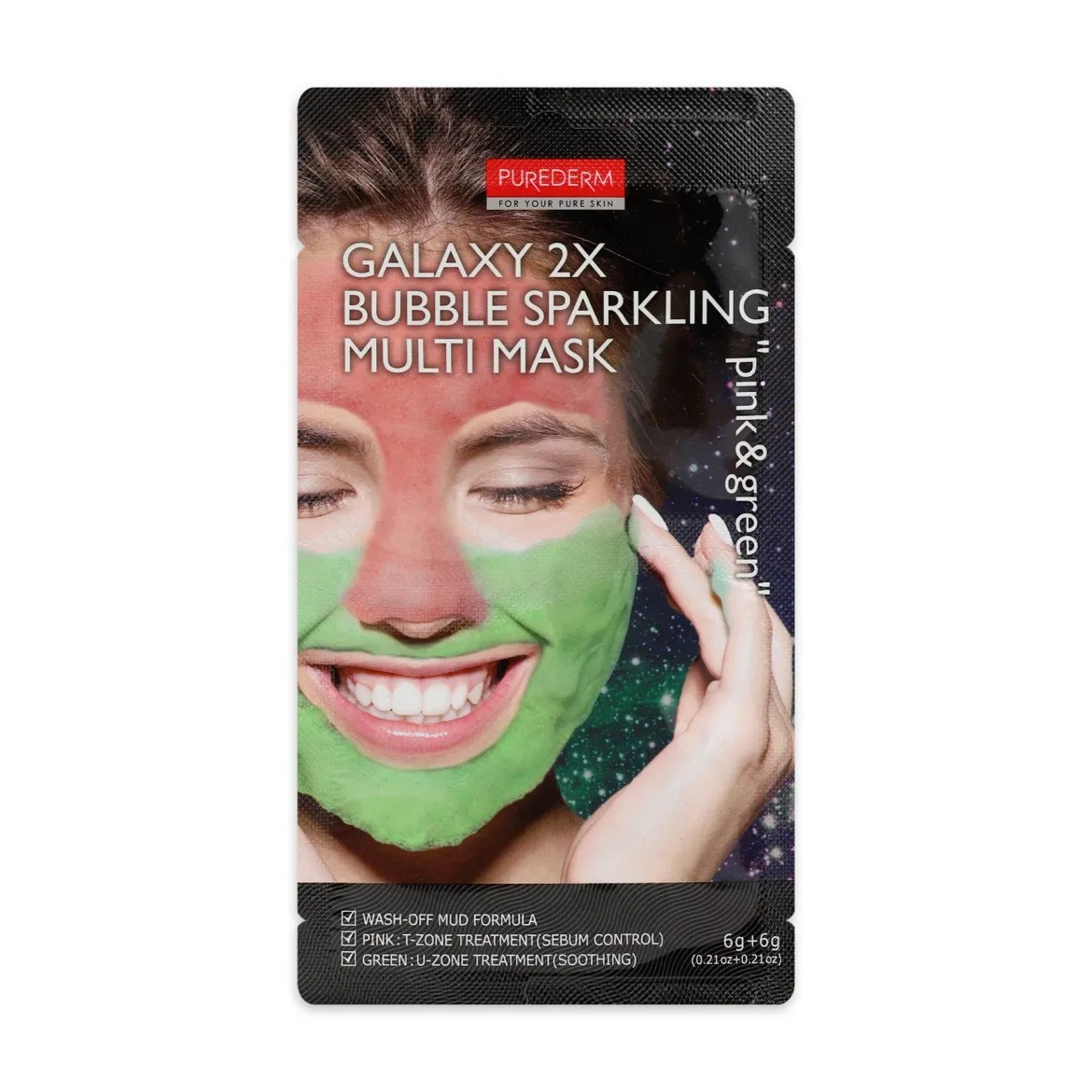 Purederm Galaxy маска киснева двокомпонентна Pink&amp;Green 12г