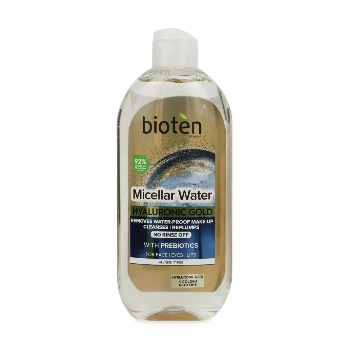 Bioten Hyaluronic Gold міцелярна вода очищаюча з протеїнами і пробіотиками 400мл