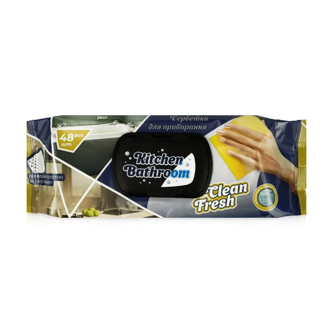 Clean Fresh вологі серветки для прибирання кухні та ванної кімнати* 48 шт.