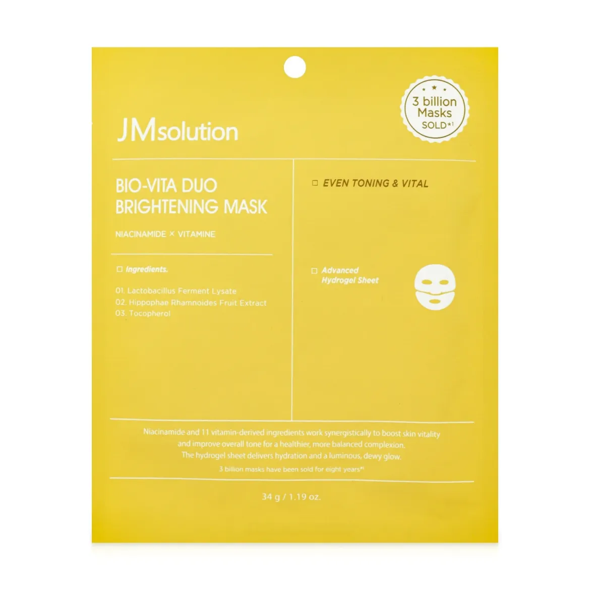 JMsolution Bio-Vita Duo Brightening маска гідрогелева освітлююча з вітамінами 34г