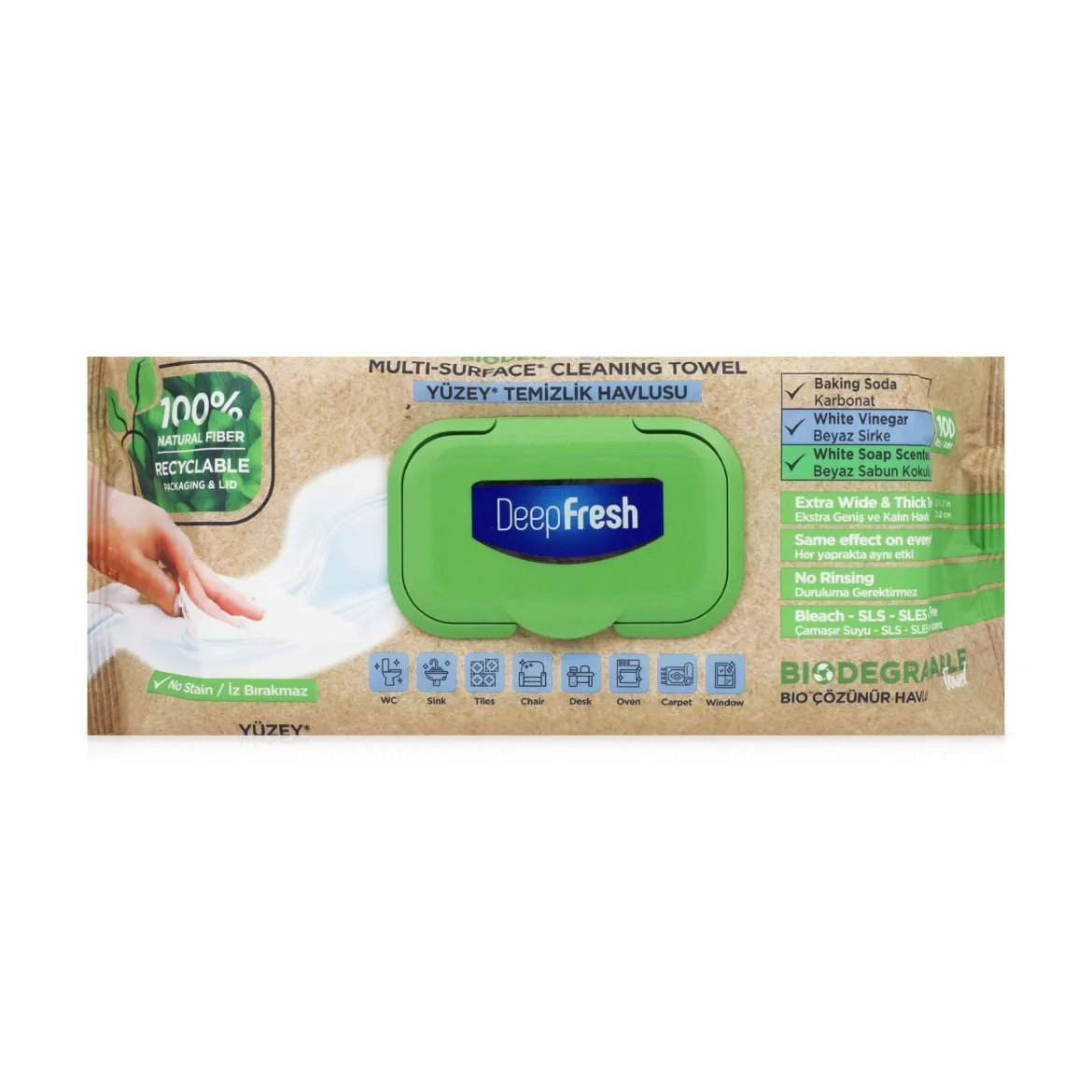 Deep Fresh вологі серветки для прибирання біорозкладні 100 шт.