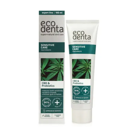 Ecodenta зубна паста Sensitive з CBD і пробіотиками Expert line