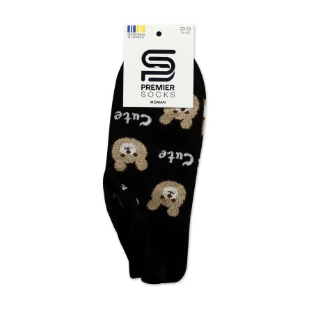Premier Socks шкарпетки жіночі низькі 14В35/3У ультра короткі ведмедики чорні р.23-25