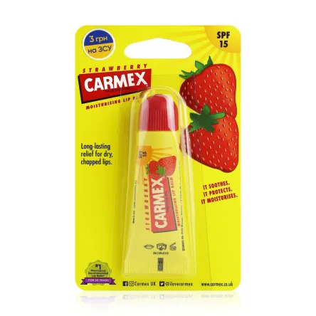 Carmex бальзам для губ* зі смаком полуниці, туба SPF15 10г