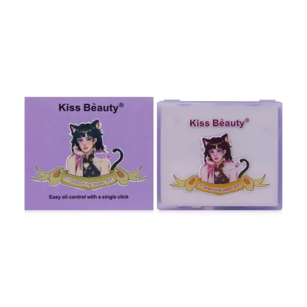 Kiss Beauty матуючі серветки зі спонжем Oil absorbing paper puff 100 шт.