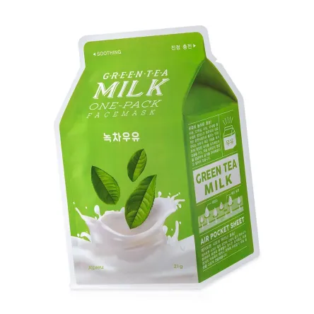 A'pieu Milk One-Pack маска тканинна заспокйлива, зелений чай 21г