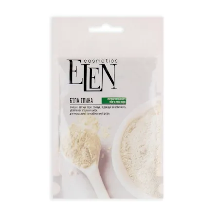 ELEN cosmetics маска глиняна біла з екстрактом зеленого чаю та алое 40г