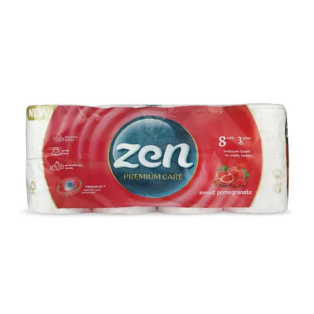Zen Premium Care туалетний папір Sweet Pomegranate 3 шари 8 шт.