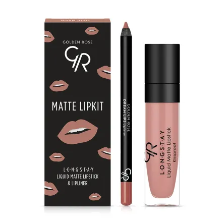 Golden Rose Matte LipKit набір рідка матова помада + олівець Warm Nude 5.5+1.6г