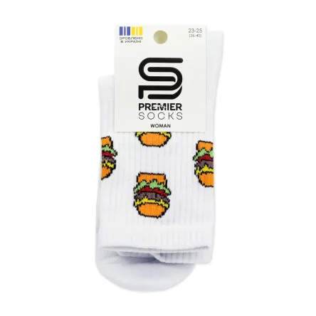 Premier Socks шкарпетки жіночі високі 15В35/1 бургер білі р.23-25
