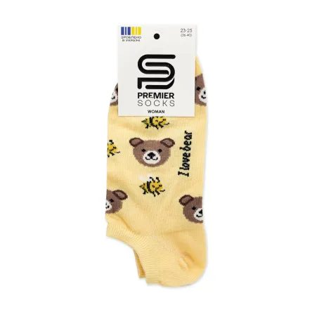 Premier Socks шкарпетки жіночі низькі 14В35/3М* ультракороткі ведмедики жовті р.23-25