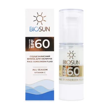 Biosun сонцезахисний флюїд для обличчя *з вітаміном С SPF60 30мл