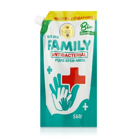 For my Family рідке мило дой-пак антибактеріальне 560г