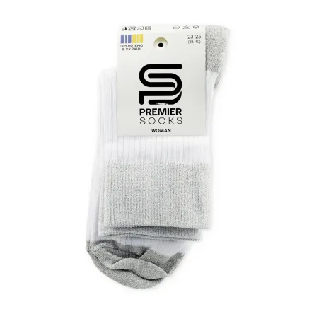 Premier Socks шкарпетки жіночі високі 18В35/1L з люрексом в рубчик білий р.23-25