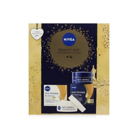 Nivea Beauty age набір крем проти зморшок денний+нічний 55+