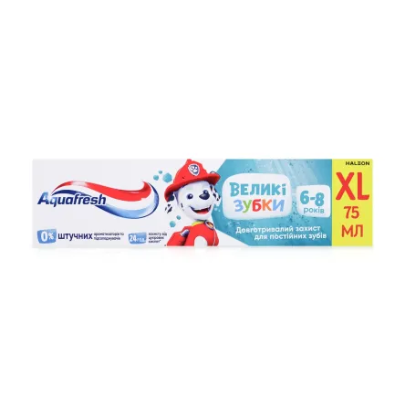 Aquafresh дитяча зубна паста мої великі зубки 6-8 р. 75мл