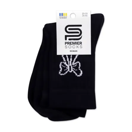 Premier Socks шкарпетки жіночі високі 14В35/30 махрові Бантик чорні р.23-25