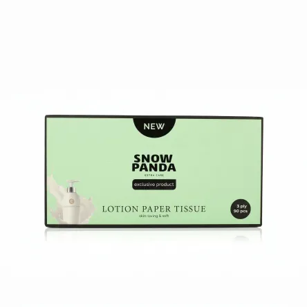 Snow Panda серветки косметичні з лосьйоном,3 шари, 90 шт.