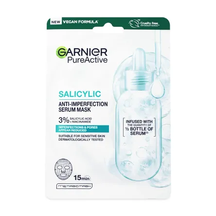 Garnier Пюр Актив маска тканинна із саліциловою кислотою 28мл